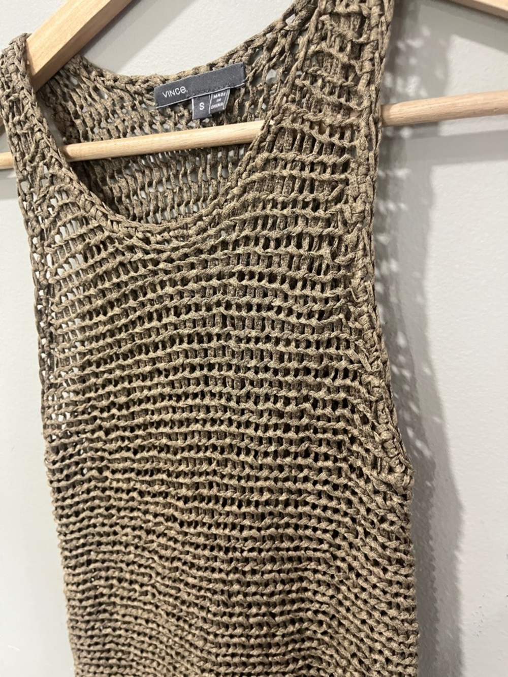 Vince Open-Weave Sleeveless Top in Taupe - Picture 3 of 8